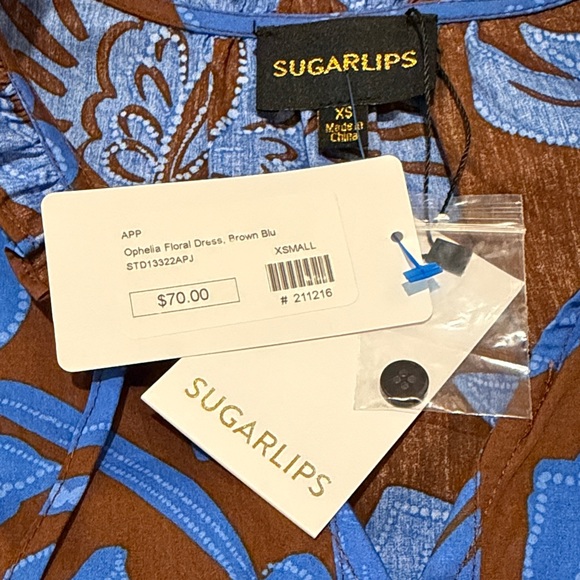 Sugarlips Blue and Brown Floral Dress - Picture 3 of 16